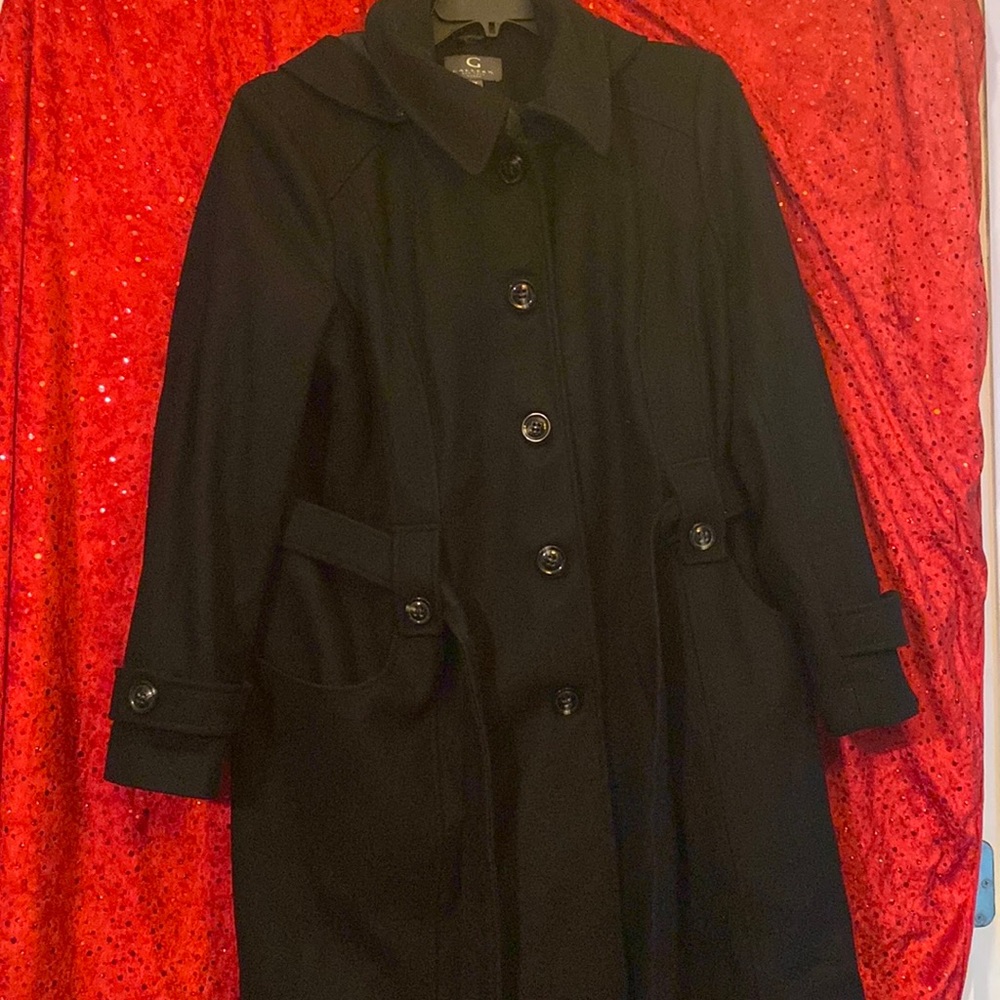 Gallery NY coat water resistant Hooded rain jacket in black color size 2x large